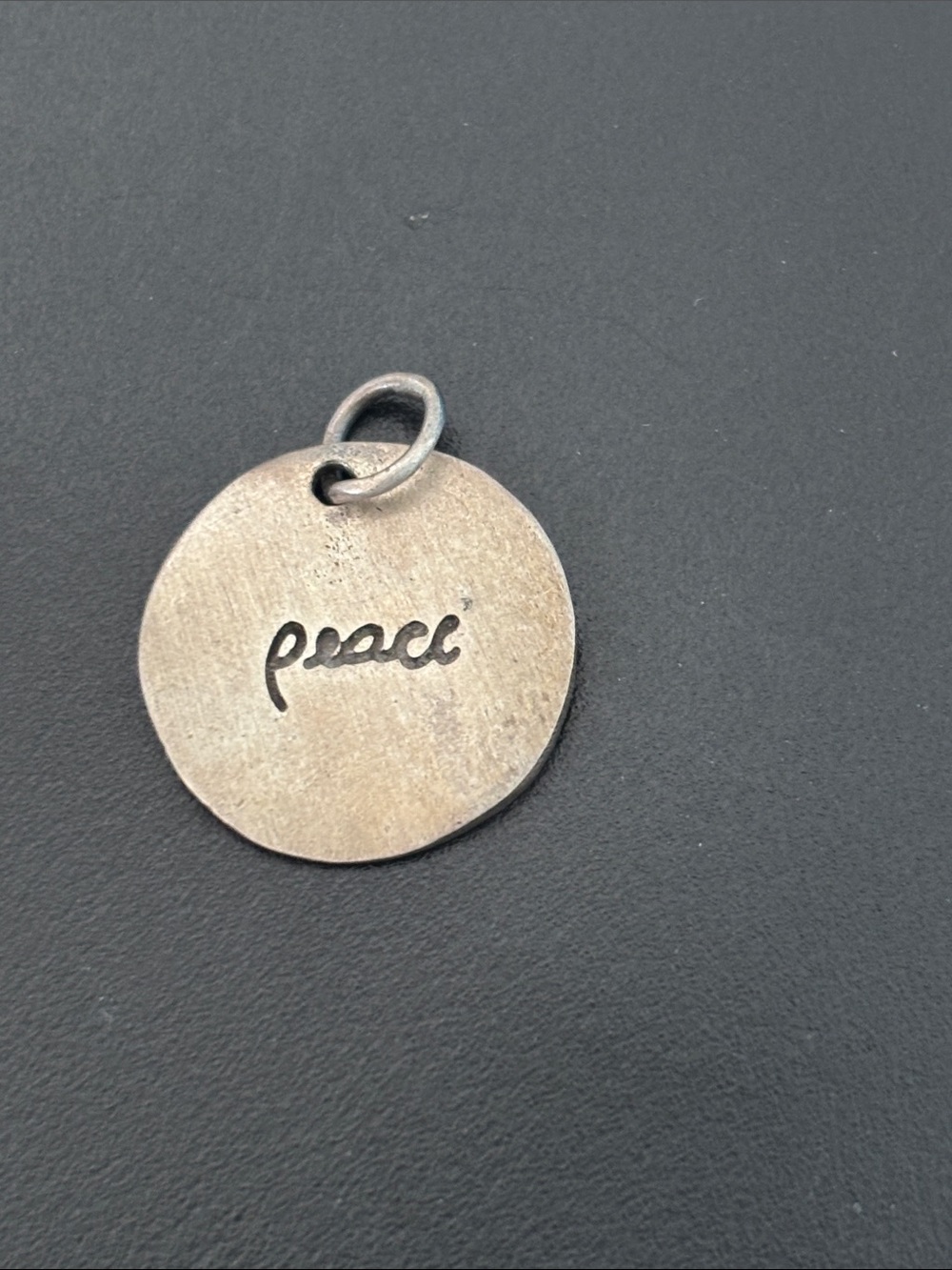 .925 Sterling Silver 'Peace' Round Charm Pendant real solid silver Fine Jewelry